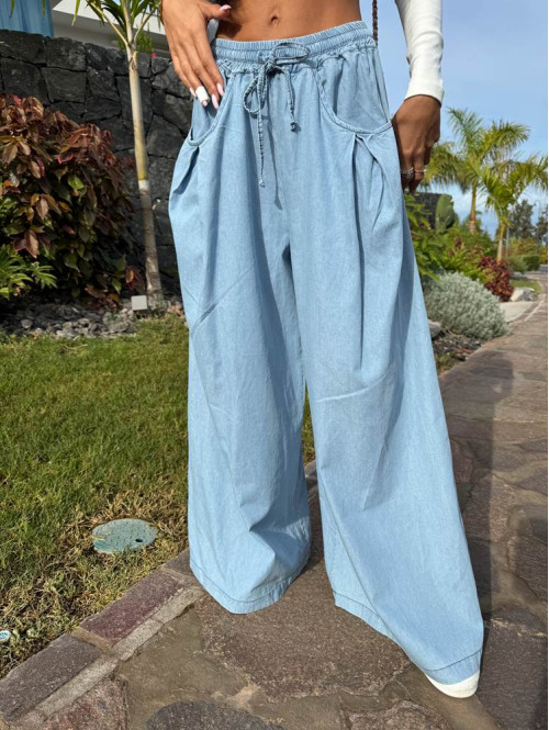Spodnie oversize z szeroką nogawką jasny jeans Martina 06 - photo #9