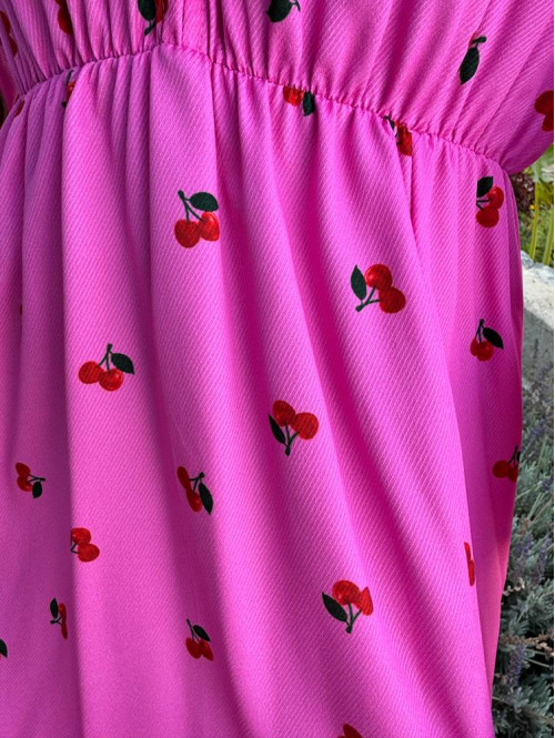 Sukienka z guzikami na dekolcie w wiśnie Applejack różowa 172 - photo #15