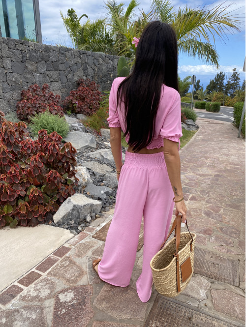 Komplet top + szerokie spodnie Madeline różowy 17 - photo #6