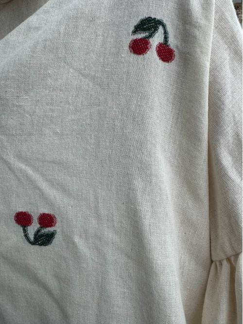 Koszula al'a lniana we wzór wiśni Cherry Blossom beżowa 172 - photo #19