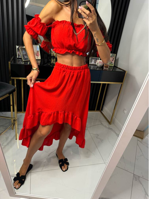 Komplet top+ asymetryczna spódnica VIOLETTA czerwony 17 - photo #5