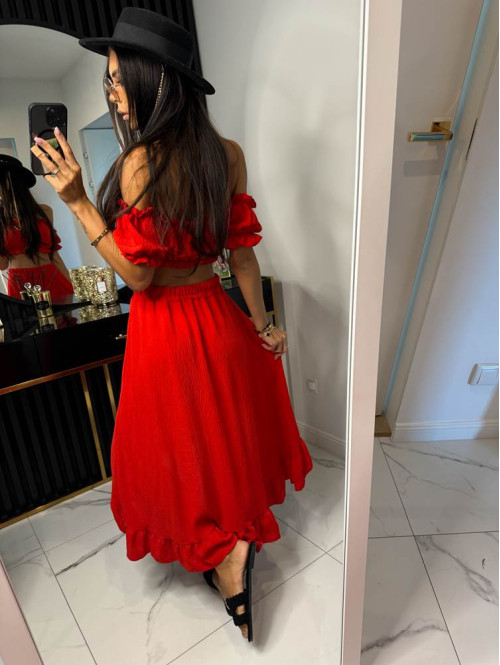 Komplet top+ asymetryczna spódnica VIOLETTA czerwony 17 - photo #8