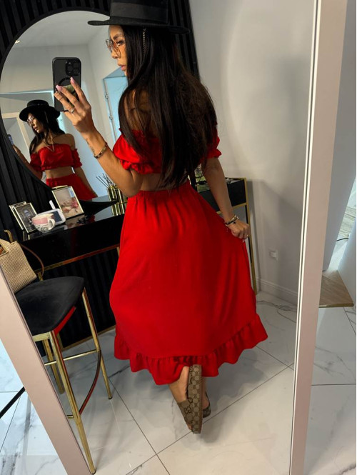 Komplet top+ asymetryczna spódnica VIOLETTA czerwony 17 - photo #15
