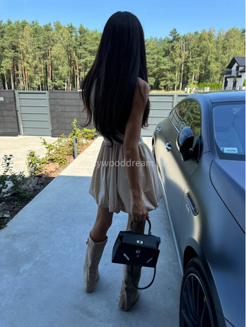Kozaki zamszowe na słupku z wywniętą cholewką beżowe RELLA - photo #20