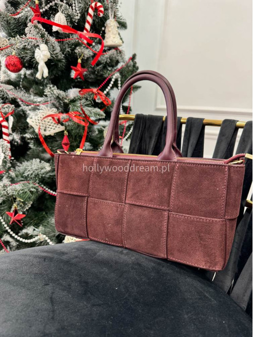 Torebka shopper bag z przeplatanym zamszem ELLA burgund - photo #9