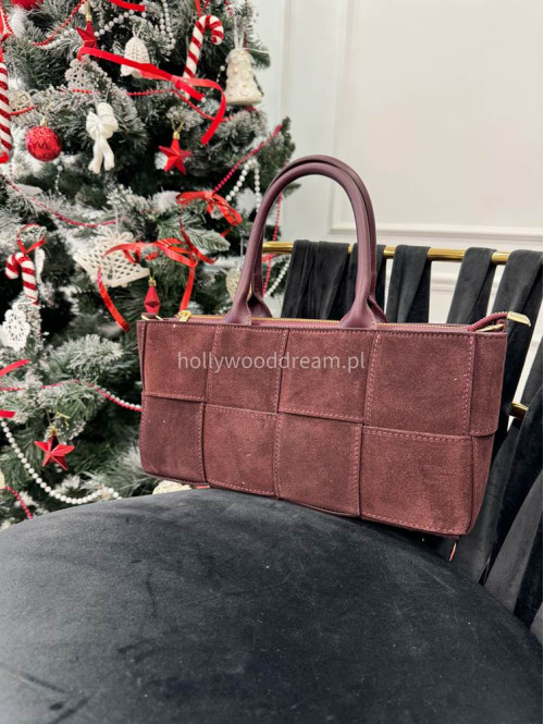 Torebka shopper bag z przeplatanym zamszem ELLA burgund - photo #10