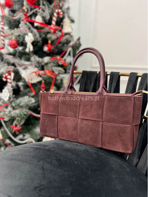 Torebka shopper bag z przeplatanym zamszem ELLA burgund - photo #11