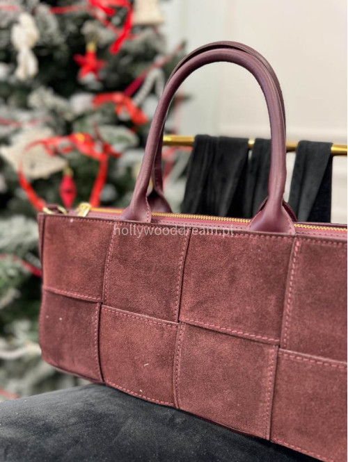 Torebka shopper bag z przeplatanym zamszem ELLA burgund - photo #12