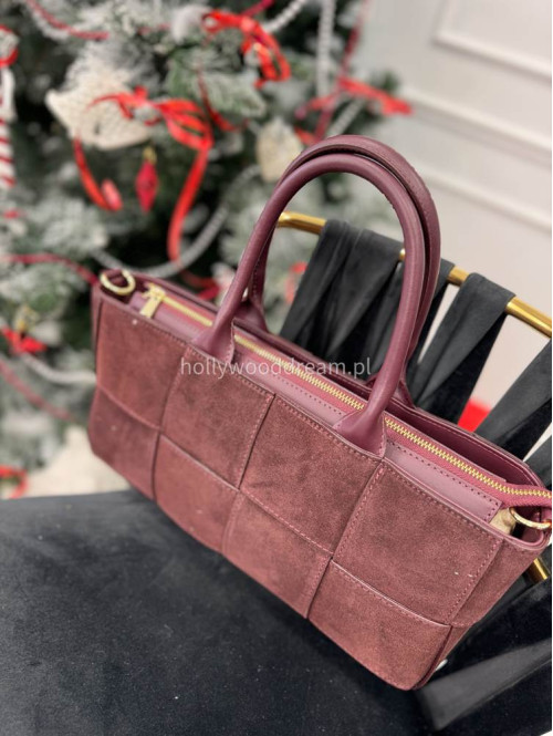 Torebka shopper bag z przeplatanym zamszem ELLA burgund - photo #13