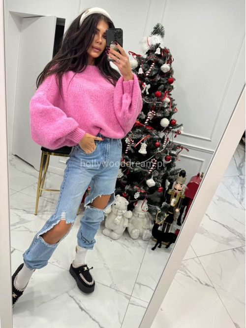 Spodnie jeansowe z dziurami na kolanach i napisem Horizon jasny jeans 20 - photo #45