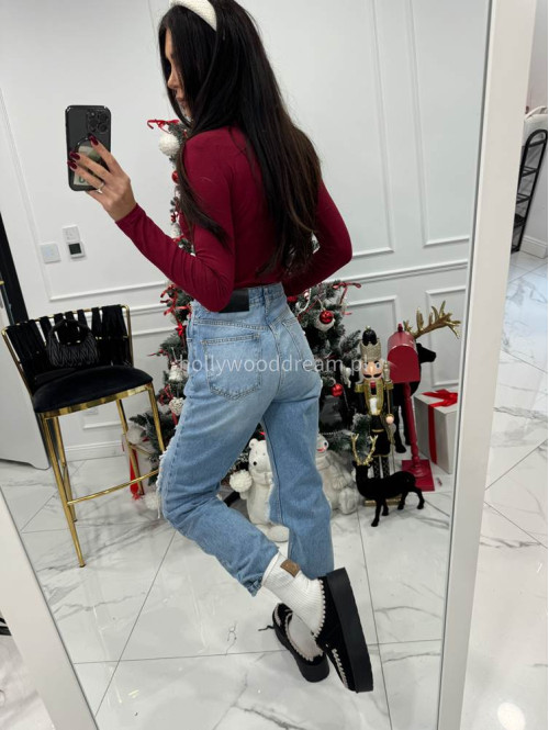 Spodnie jeansowe z dziurami na kolanach i napisem Horizon jasny jeans 20 - photo #49