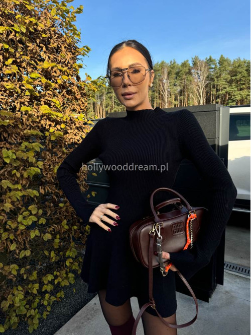 Sukienka sweterkowa z rozkloszowanym dołem czarna JOASIA - photo #40