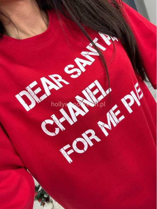 T-shirt z poduszkami na ramionach i napisem DEAR SANTA czerwony 25