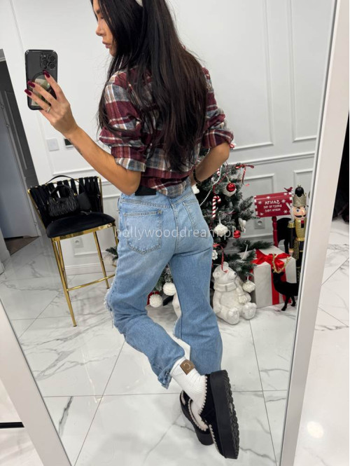 Spodnie jeansowe z dziurami na kolanach i napisem Horizon jasny jeans 20 - photo #53