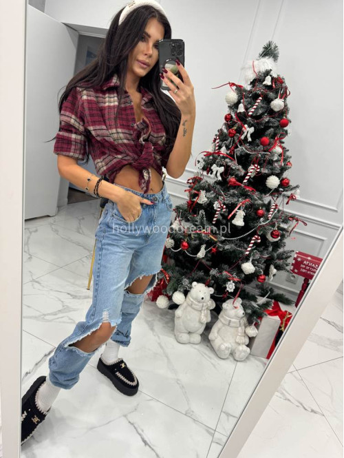 Spodnie jeansowe z dziurami na kolanach i napisem Horizon jasny jeans 20 - photo #58