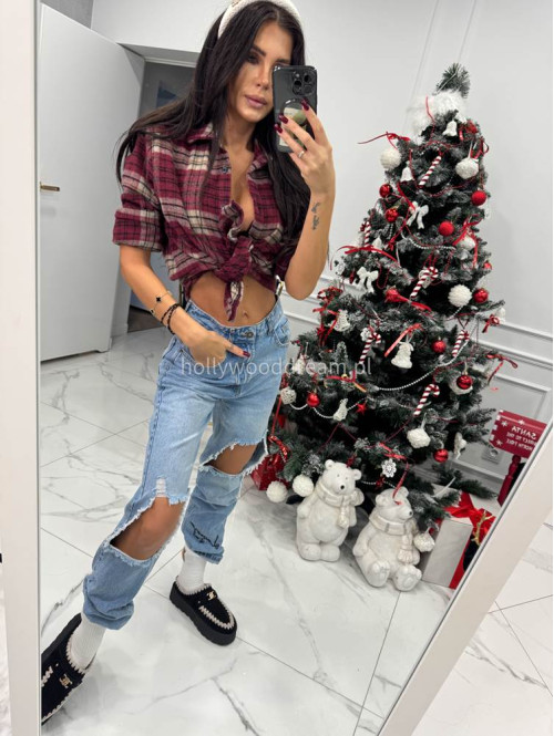 Spodnie jeansowe z dziurami na kolanach i napisem Horizon jasny jeans 20 - photo #59