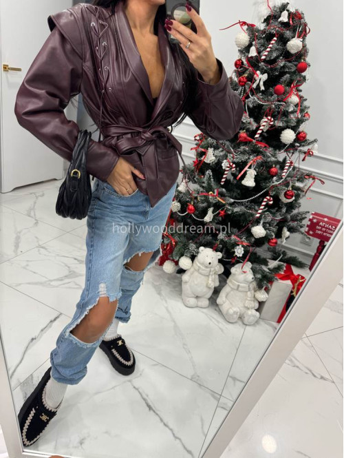 Spodnie jeansowe z dziurami na kolanach i napisem Horizon jasny jeans 20 - photo #61