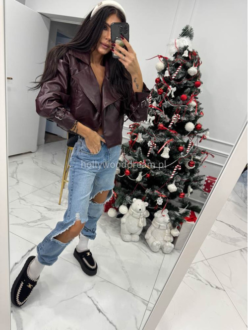 Spodnie jeansowe z dziurami na kolanach i napisem Horizon jasny jeans 20 - photo #62