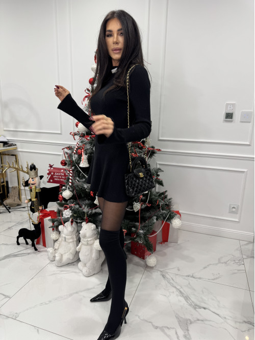 Sukienka sweterkowa z rozkloszowanym dołem czarna JOASIA - photo #19