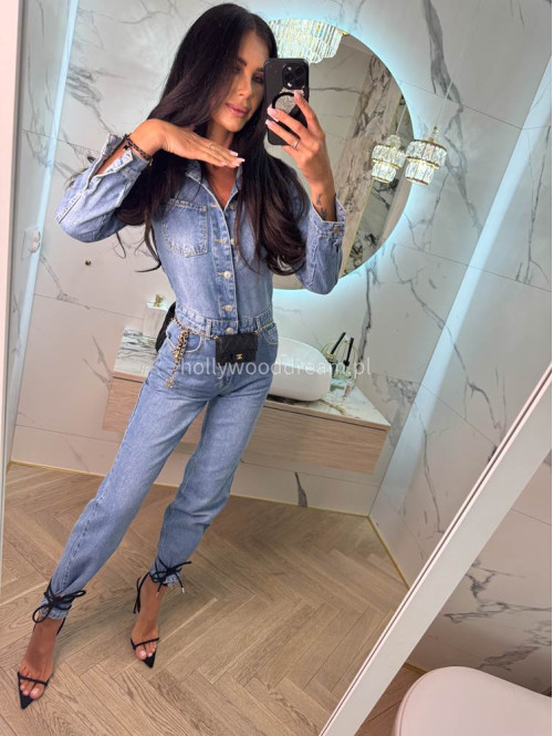 Kombinezon z szerokimi nogawkami jasny jeans Adelajda 31 - photo #33