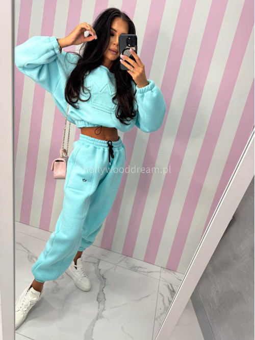 Błękitny komplet dresowy bluza + spodnie z naszywką korony Werisa 130 - photo #24