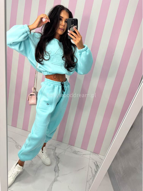 Błękitny komplet dresowy bluza + spodnie z naszywką korony Werisa 130 - photo #23