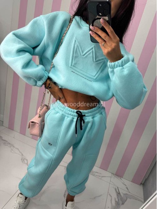 Błękitny komplet dresowy bluza + spodnie z naszywką korony Werisa 130 - photo #27