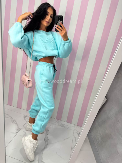 Błękitny komplet dresowy bluza + spodnie z naszywką korony Werisa 130 - photo #30