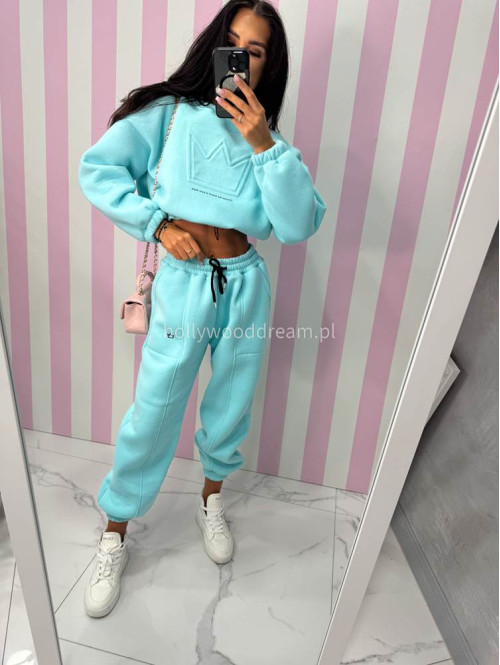 Błękitny komplet dresowy bluza + spodnie z naszywką korony Werisa 130 - photo #32