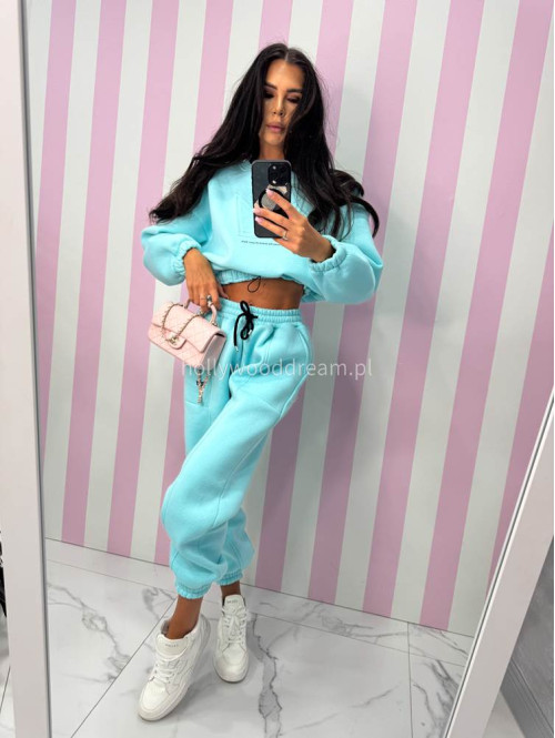 Błękitny komplet dresowy bluza + spodnie z naszywką korony Werisa 130 - photo #44