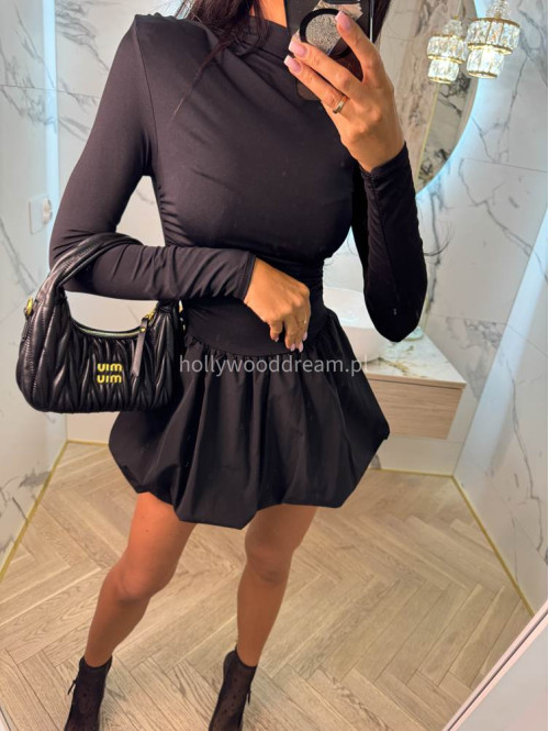 Sukienka bombka z lejącą górą DORIS czarna 19,02 - photo #11