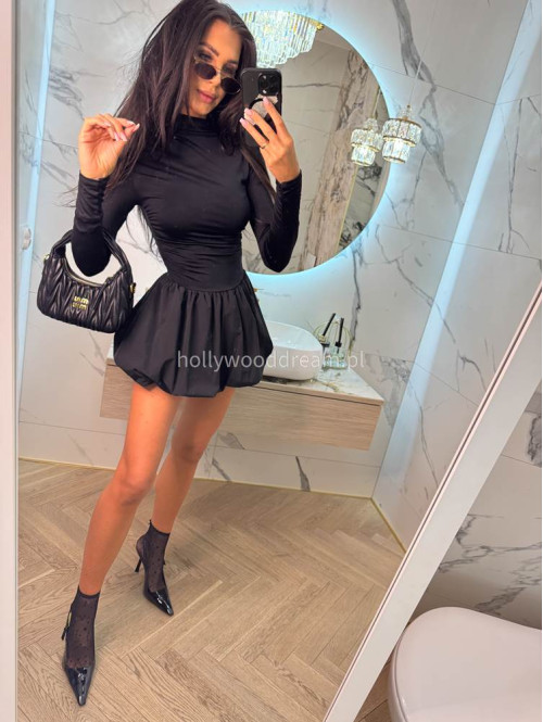 Sukienka bombka z lejącą górą DORIS czarna 19,02 - photo #7