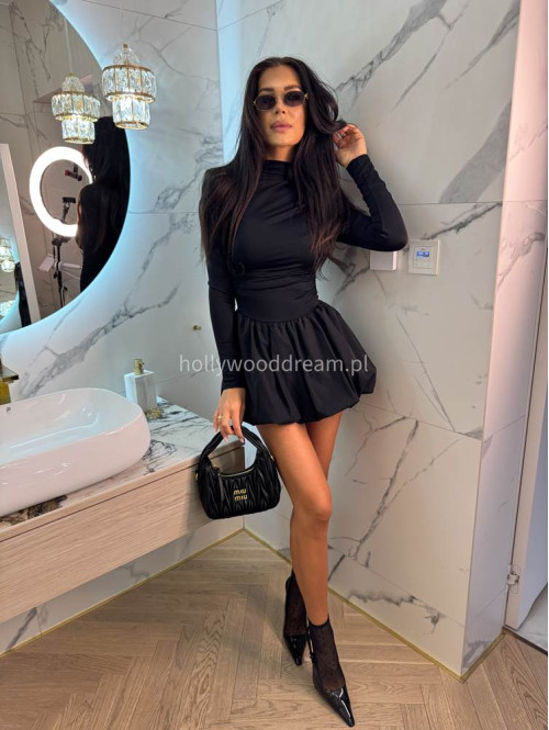 Sukienka bombka z lejącą górą DORIS czarna 19,02 - photo #48