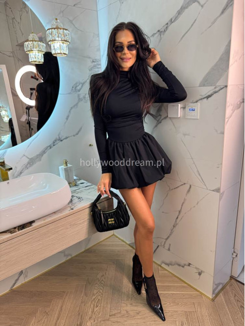 Sukienka bombka z lejącą górą DORIS czarna 19,02 - photo #5