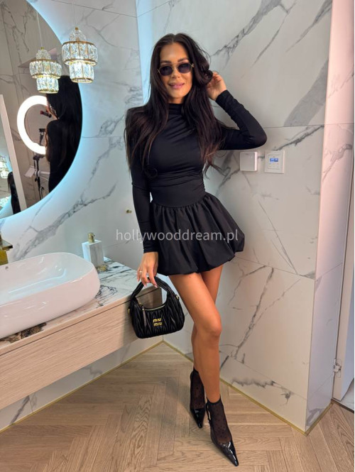 Sukienka bombka z lejącą górą DORIS czarna 19,02 - photo #49