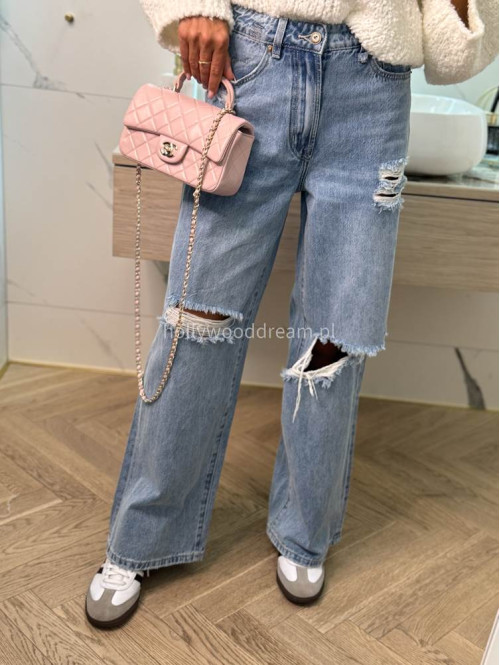 Spodnie jeansowe Wide Leg z dziurami 184