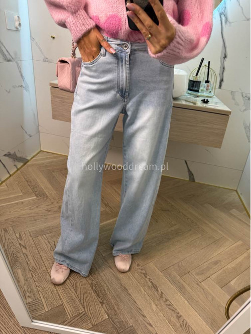 Spodnie z wysokim stanem i szeroką nogawką DAN jasny jeans 184,52 - photo #5