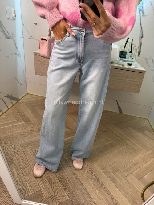 Spodnie z wysokim stanem i szeroką nogawką DAN jasny jeans 184,52 - photo #6