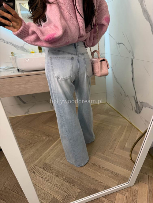 Spodnie z wysokim stanem i szeroką nogawką DAN jasny jeans 184,52 - photo #7