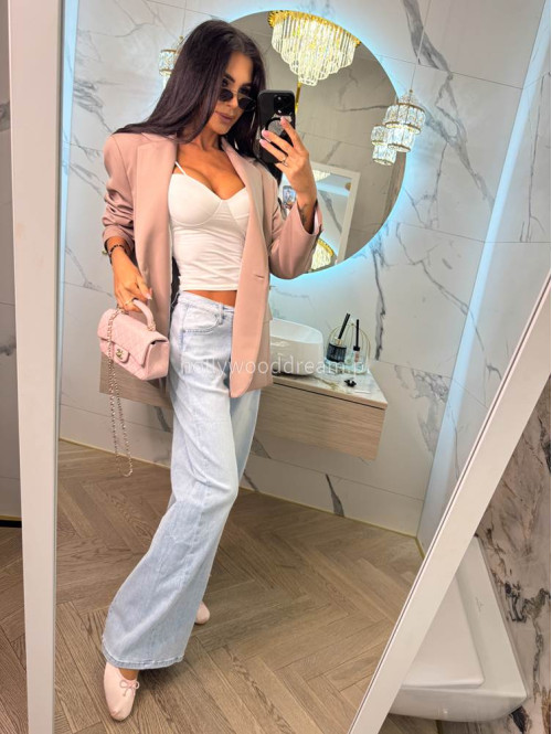 Spodnie z wysokim stanem i szeroką nogawką DAN jasny jeans 184,52 - photo #8