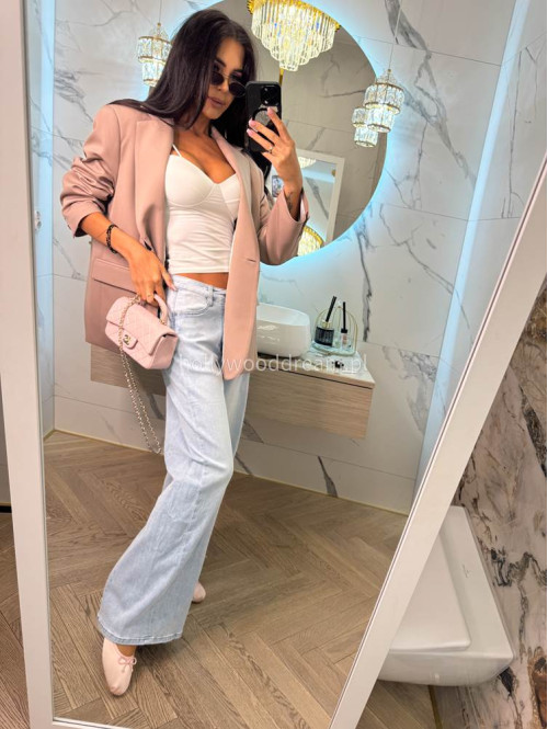 Spodnie z wysokim stanem i szeroką nogawką DAN jasny jeans 184,52 - photo #9