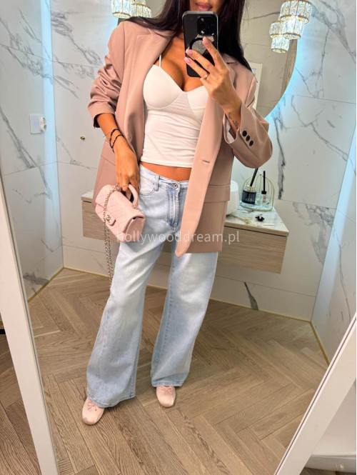 Spodnie z wysokim stanem i szeroką nogawką DAN jasny jeans 184,52 - photo #10