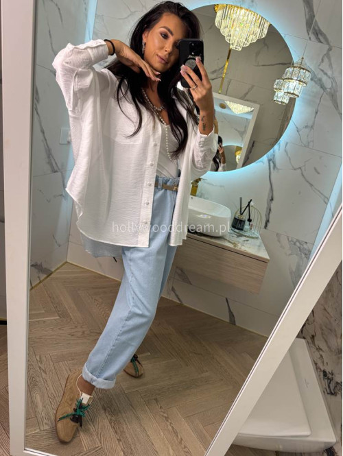 Spodnie jeasnowe 100% bawełna MOM FIT jasny jeans 69 - photo #21