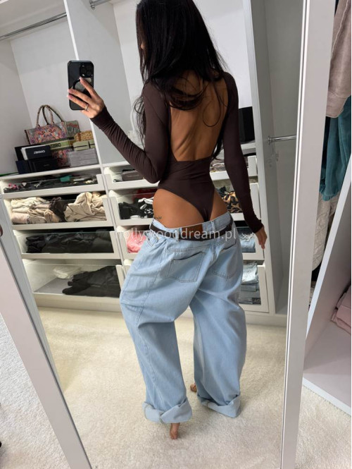 Spodnie jeansowe szerokie z zakładką 100% bawełna KAROL jasny jeans 69 - photo #20