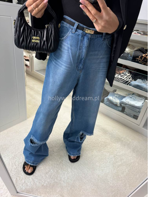 Spodnie jeansowe z dziurami 100% bawełna TIMMY ciemny jeans 69 - photo #6