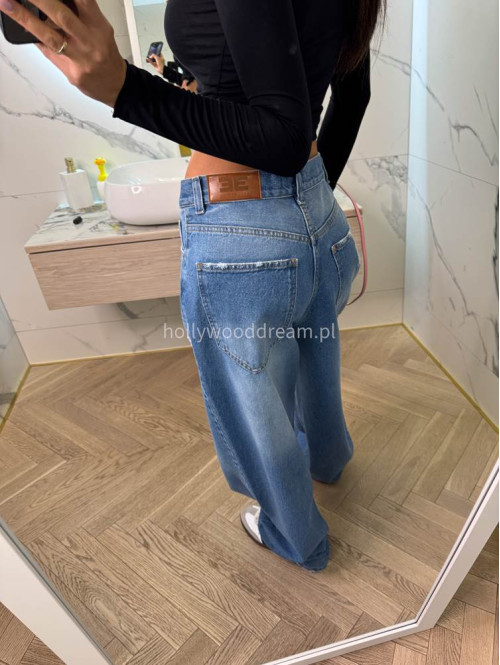 Spodnie jeansowe z przetarciami 100% bawełna SONA ciemny jeans 69 - photo #9