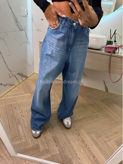 Spodnie jeansowe z przetarciami 100% bawełna SONA ciemny jeans 69 - photo #15