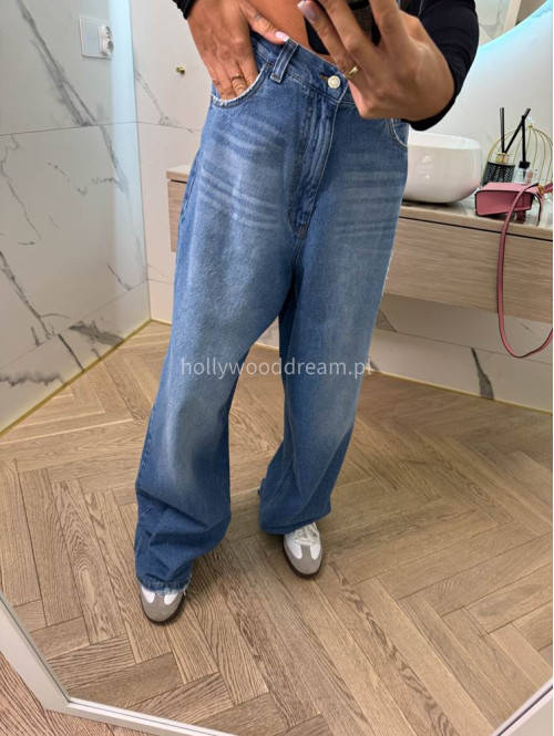 Spodnie jeansowe z przetarciami 100% bawełna SONA ciemny jeans 69 - photo #16