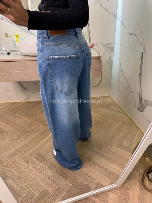 Spodnie jeansowe z przetarciami 100% bawełna SONA ciemny jeans 69 - photo #17