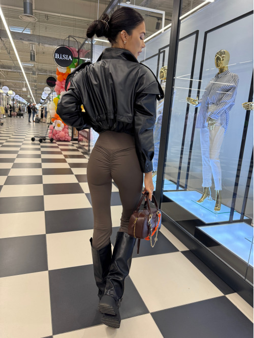 Legginsy dzwony z marszczeniem na tyle PABLO czekoladowe 17 - photo #1